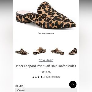 Cole Haan Piper Mule. Leopard Print Calf Hair.